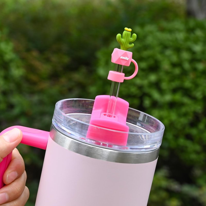 10 Pcs cactus straw topper for Stanley Cup, Silicone Straw Toppers Cap for Stanley 20&30&40 Oz Tumblers,10mm 0.4inch | Dust-proof | Reusable | Cactus straw covers for Cup Accessories
