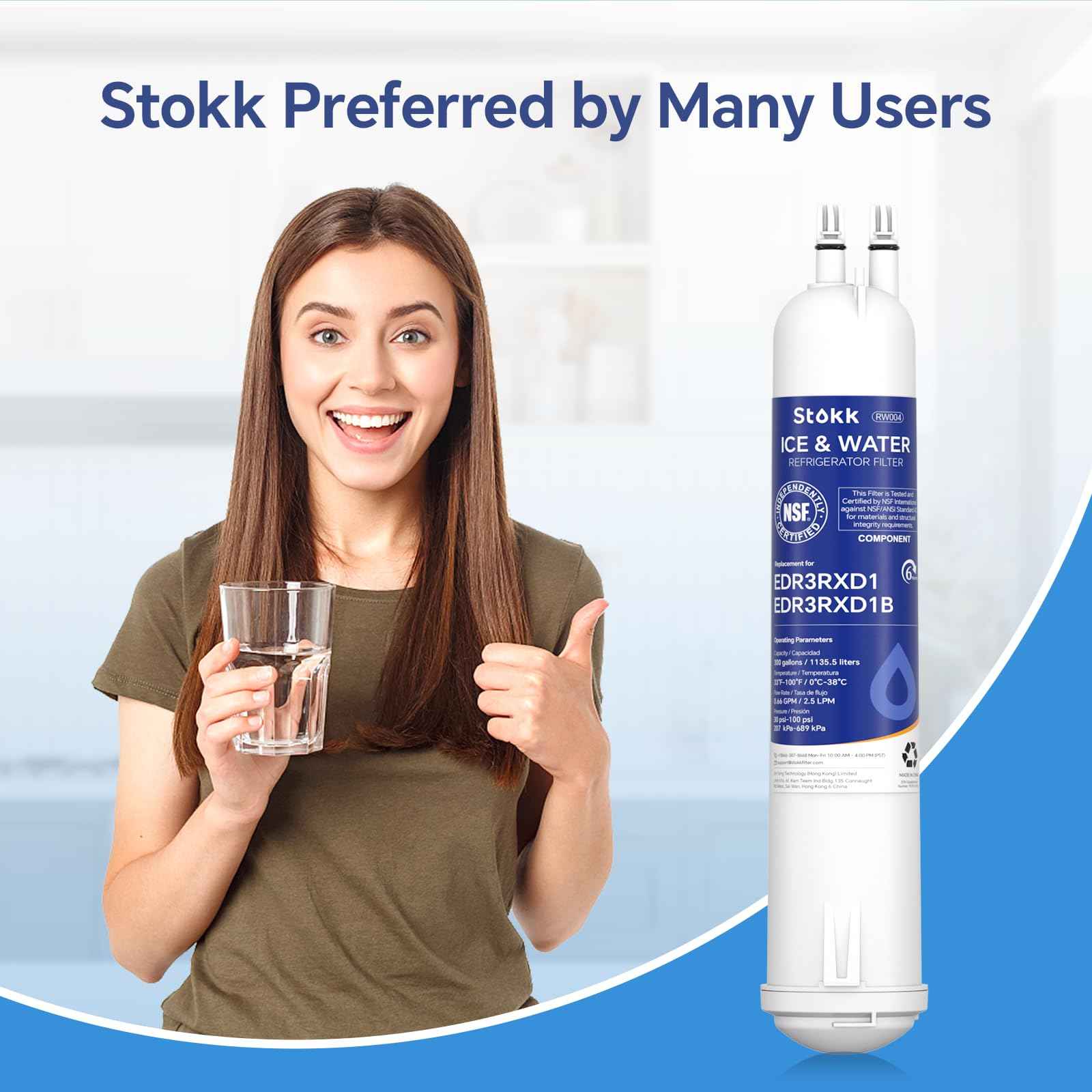 Stokk EDR3RXD1 Replacement Compatible with Whirlpool Everydrop Filter 3, EDR3RXD1B, 4396841, 4396710, 46-9083, 46-9030, RW004 Refrigerator Water Filter, 3 Pack