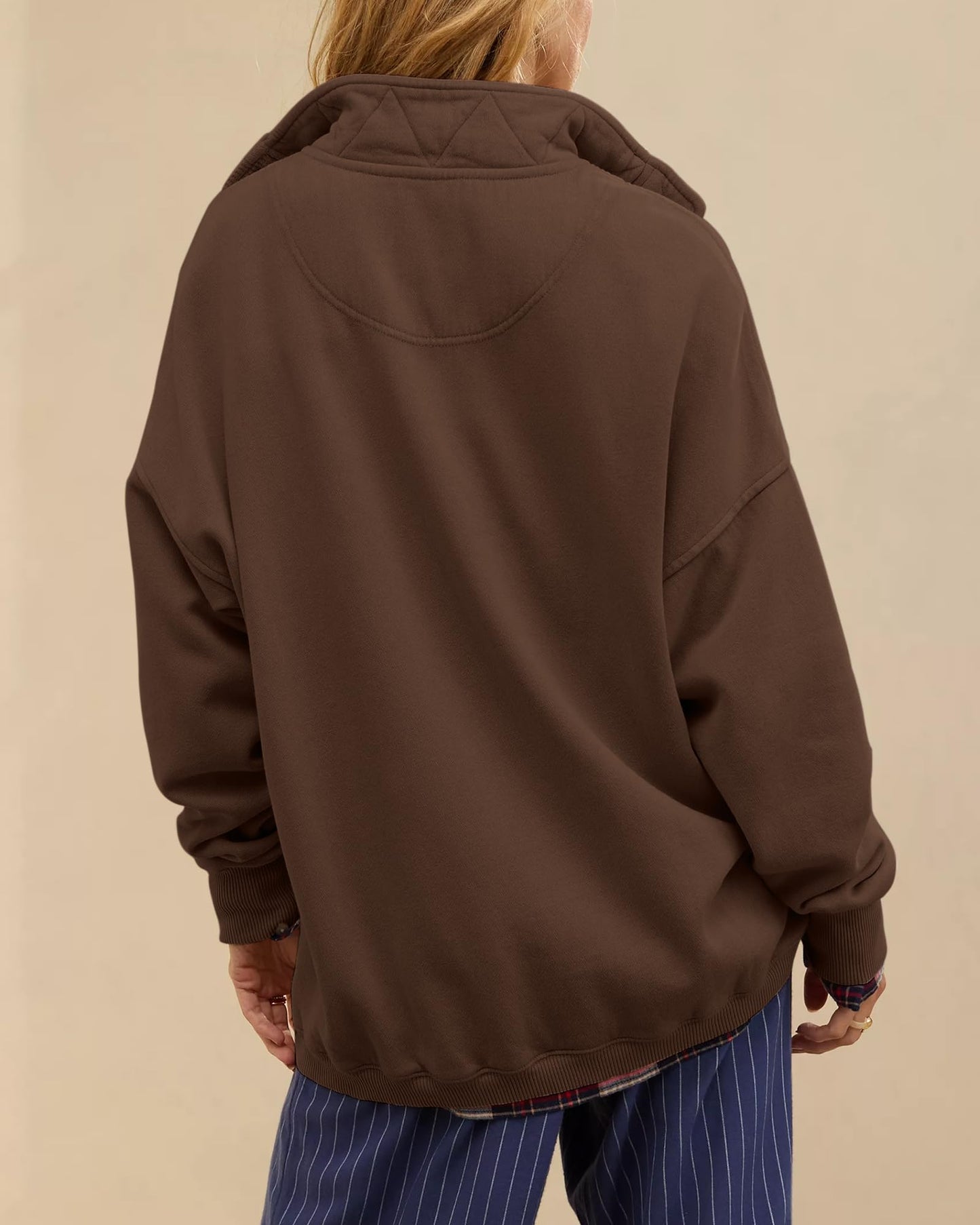 Gacaky Sweatshirt for Women Oversized Casual Long Sleeve Button Henley Neck Pullover Tops Fashion Outfits Clothes Coffee XS