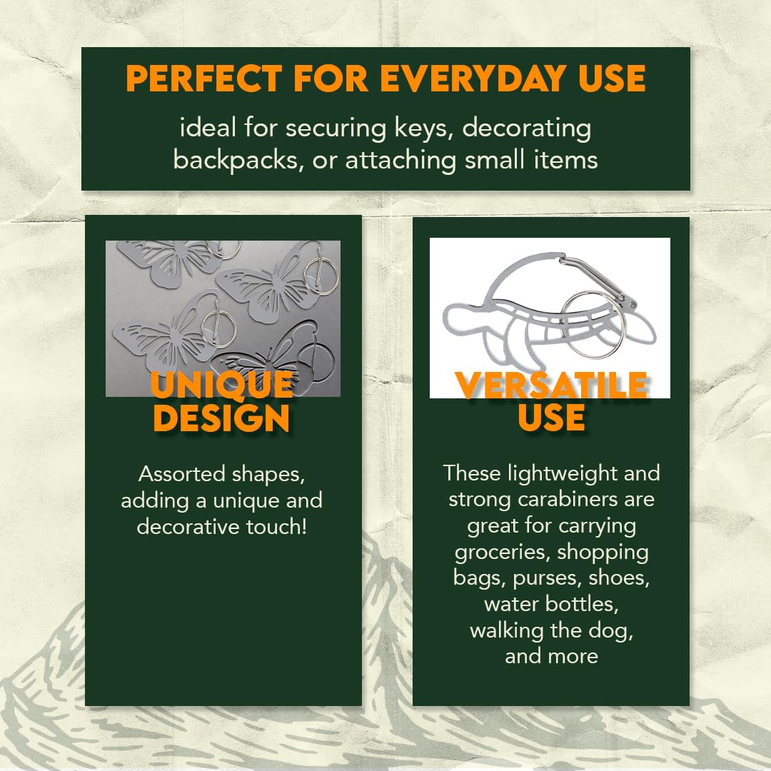 SE 2.5 Inch x 1.5 Inch Sea Turtle Shaped Heavy Stainless Steel Carabiner with Key Ring – Durable & Decorative Clip for Keys, Bags & Accessories – CK-SC70TS