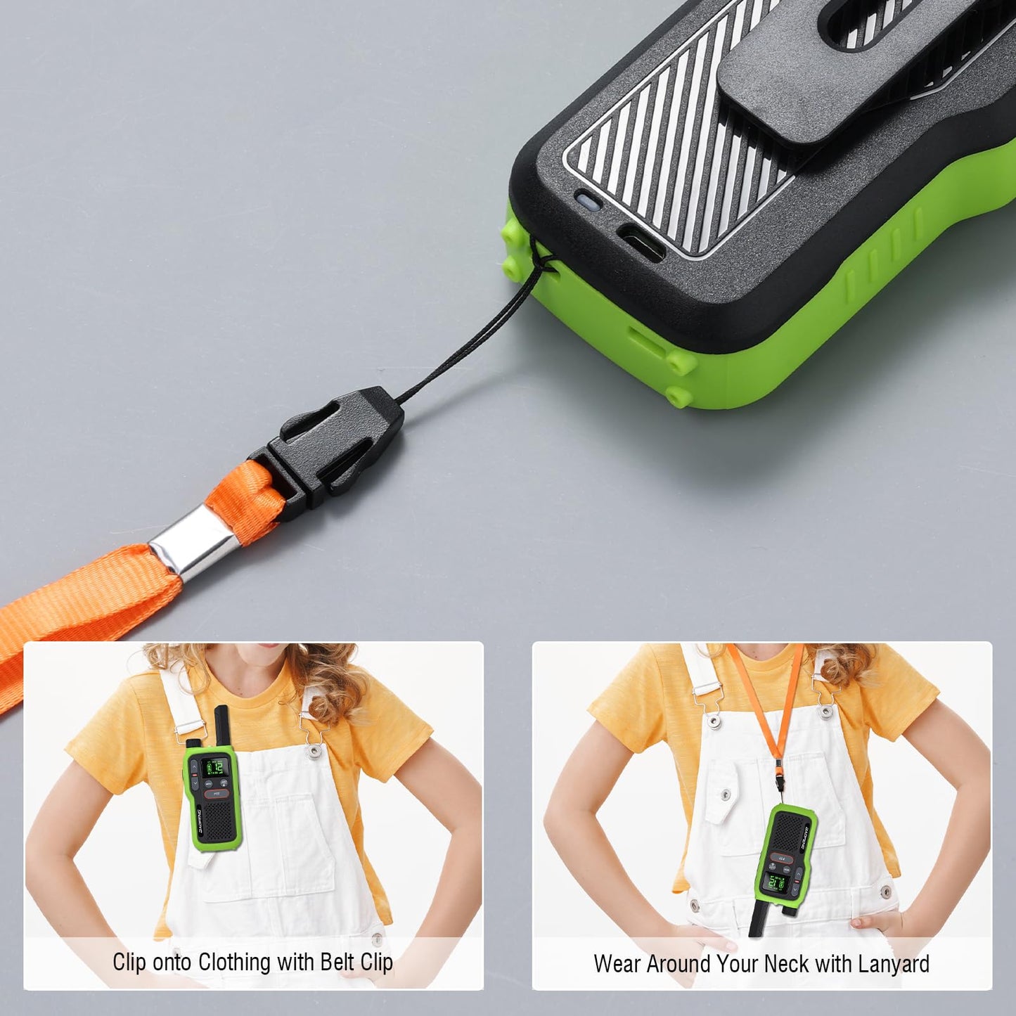 BAOFENG GT-18 Walkie Talkies for Kids Adult, License Free Long Range Rechargeable FRS Two Way Radio,1500mAh USB-C Battery, 22 Channels with NOAA for Camping Hiking Family, 3 Pack (Yellow, Green, Blue)