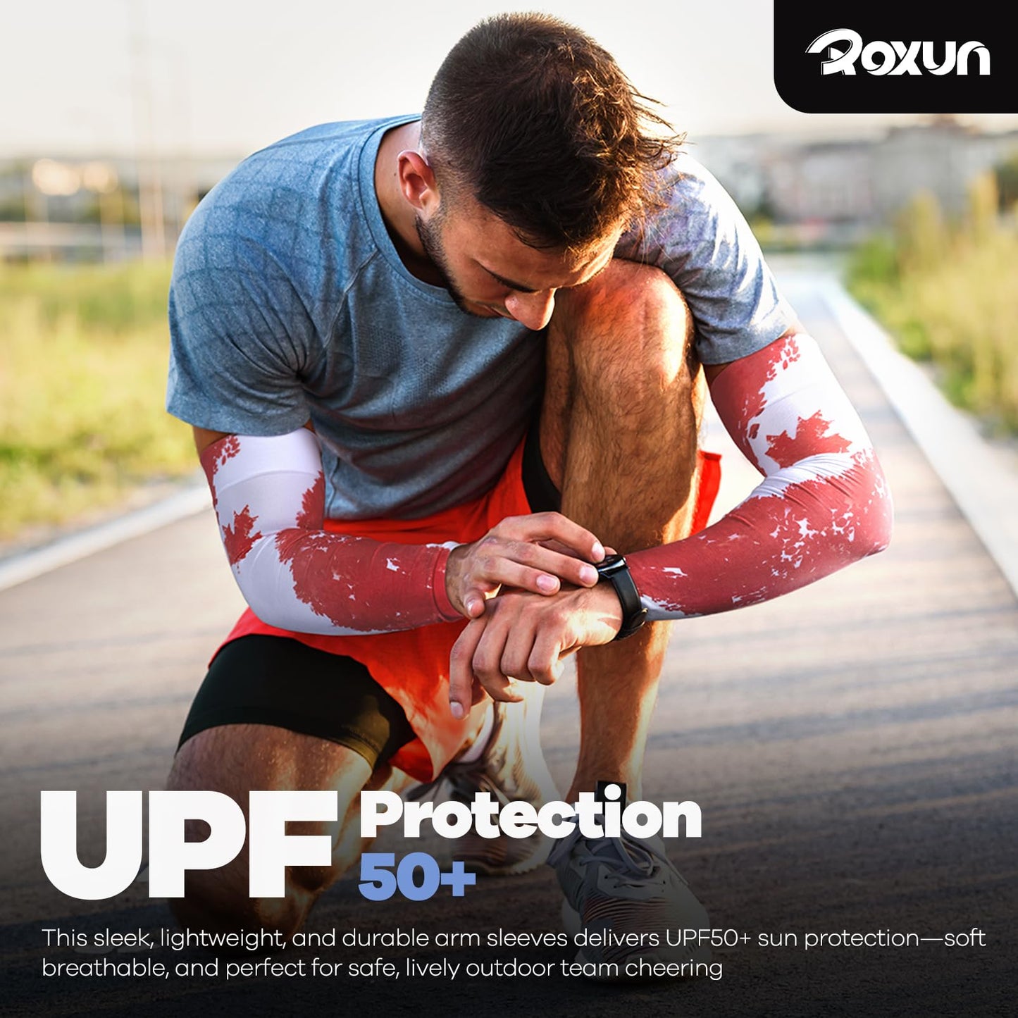 ROXUN 2 Pairs Flag Arm Sleeves Cooling UV Protection for Men Women Soccer Football Sports Mexico Flag-1