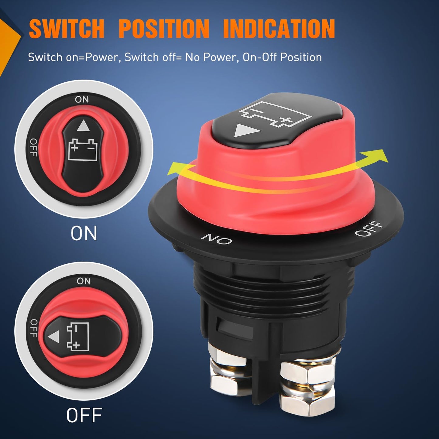 Nilight 100A Battery Disconnect Switch - Waterproof Master Isolator for 12V-48V Marine, RV, Car, ATV | 2-Year Warranty