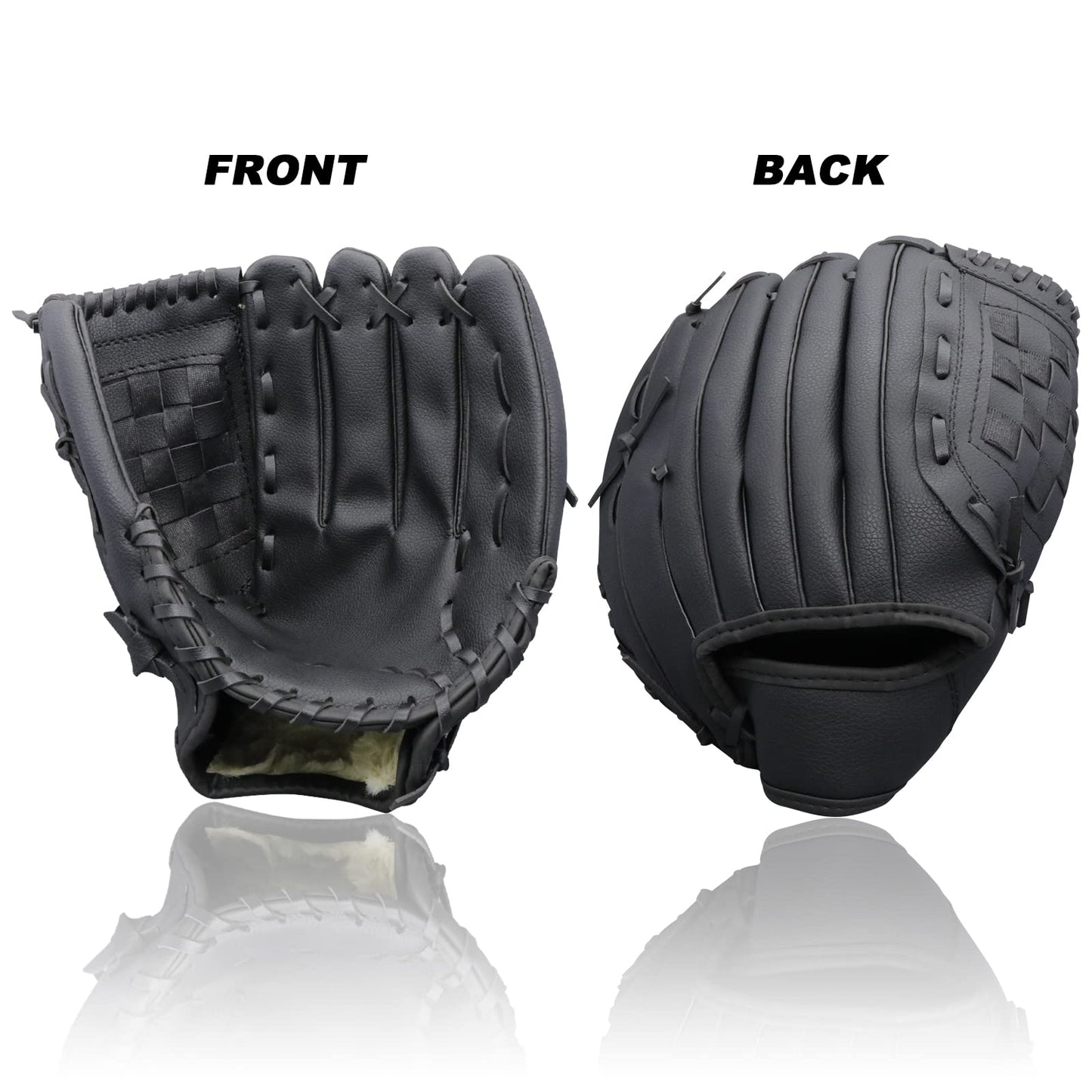 AOUTACC Baseball Gloves Softball Glove,12.5 Player Preferred Wear-Resistant PU Material Softball Fielding Glove,Left Hand Gloves Right Hand Throw for Youth Adult Beginner Infielder-Black Infield