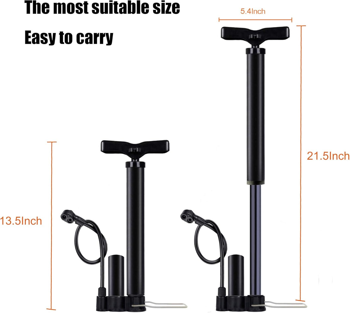 VIMILOLO Bicycle Pump - Portable Bike Floor Pump with Gauge for Presta & Schrader Valves