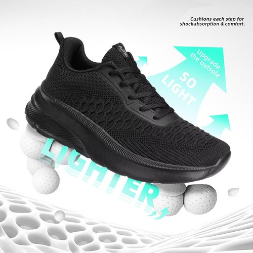 Men's Wide Toe Walking Shoes Casual Trail Running Sneakers Cross-Trainer Tennis Non Slip Athletic Gym Workout Soft Sole Black