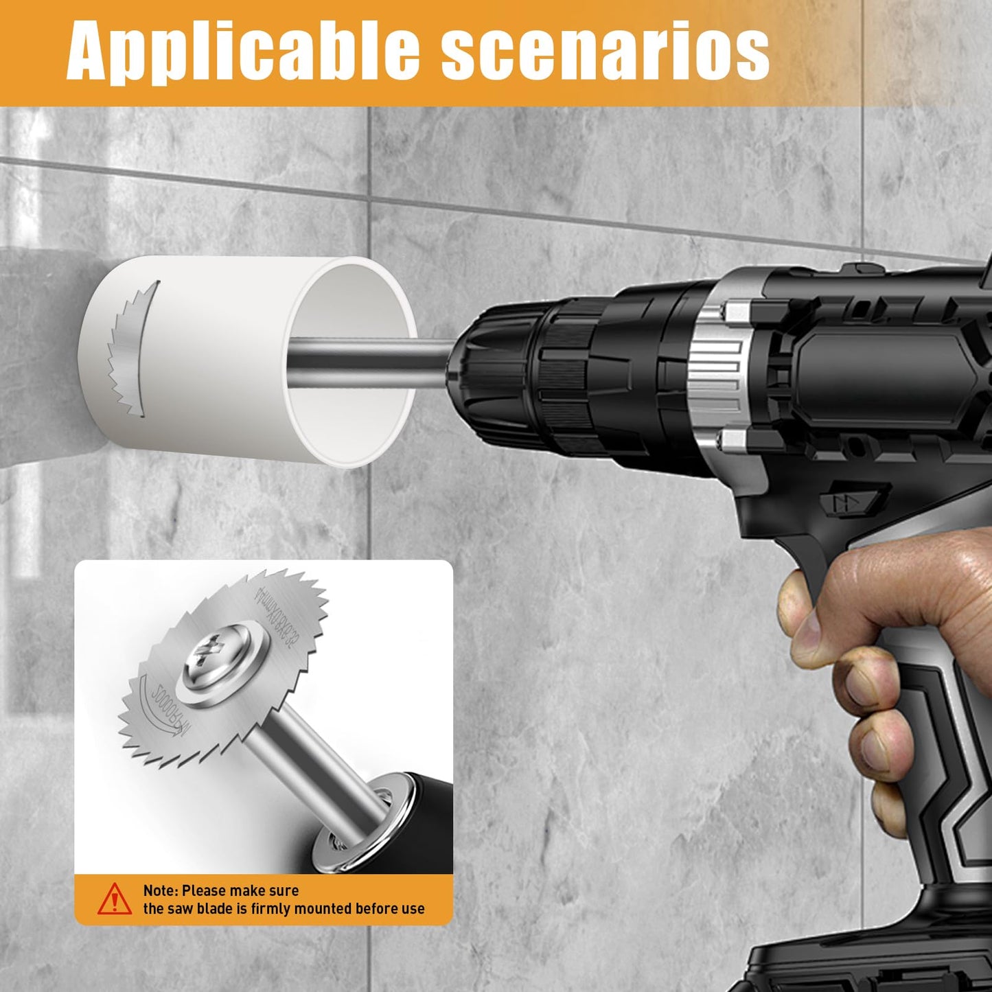 FOTYBEl Cutting Wheel for Drill, Rotary Tool Cutting Discs with 6pcs Steel Saw Blades, 1pc 1/4" Hex Long Shank, Power Rotary Tool Accessories for Cutting PVC Pipe Wood Plastic Soft Metal
