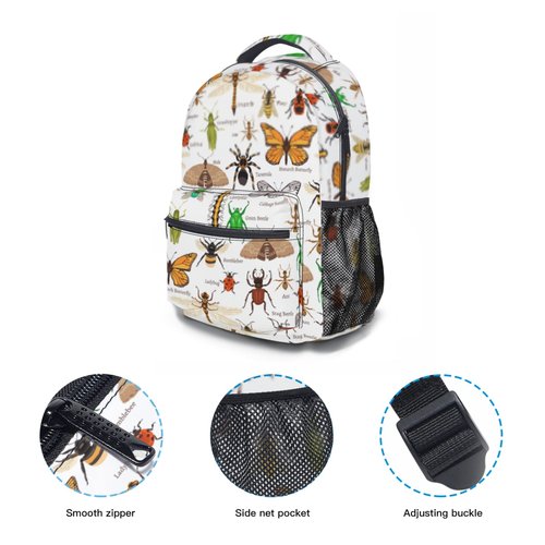 Insects Bugs Backpack With Adjustable Padded Shoulder Straps 17 Inch Daypacks For College Travel