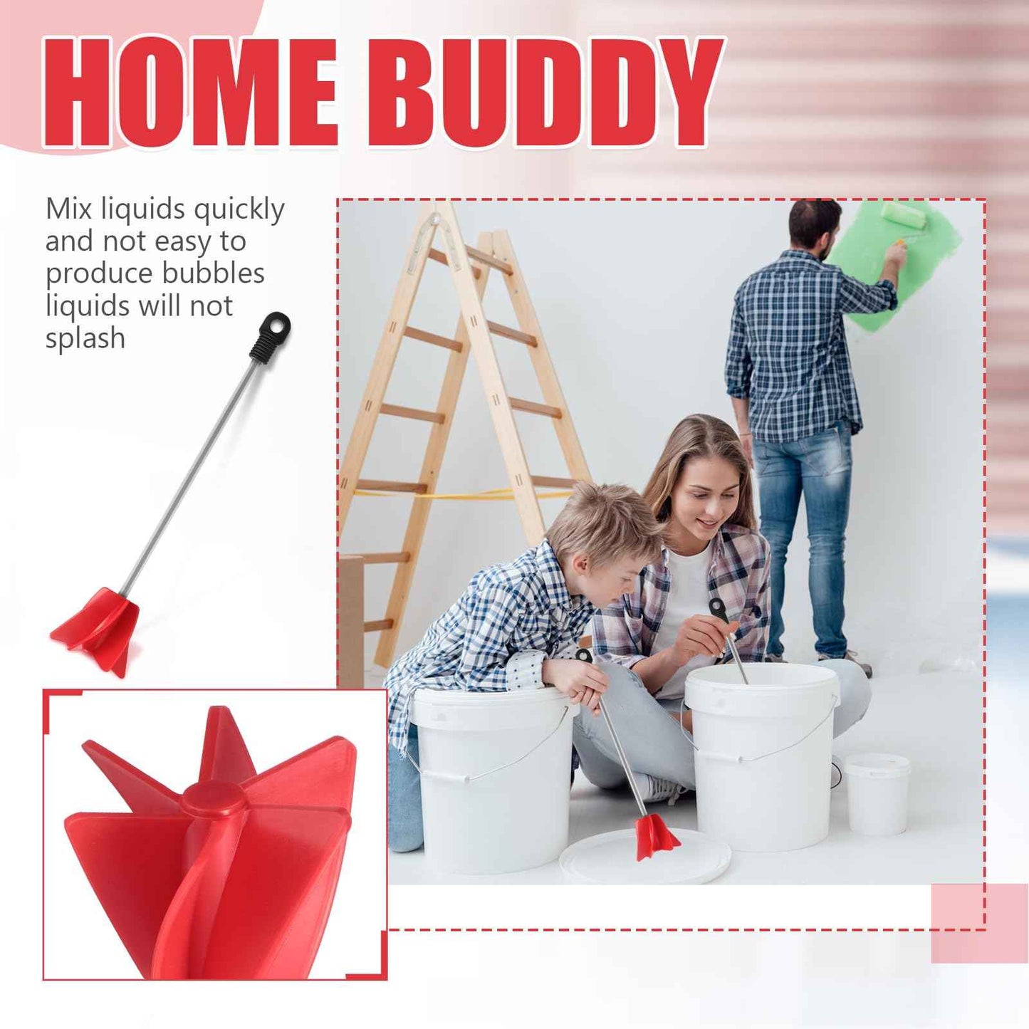 Loosh 6 Pcs 11 Inch Paint Stirrer for Drill, Paint Mixer Attachment, Helix Epoxy Mixer for Concrete Resin Silicone Stirrer Paddle Works with Most Drills