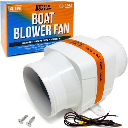 Better Boat Boat Blower Fan 12V for Engine Compartment, Bilge, Galley and Head, Marine Grade Inline Duct Fan, Available in 3 or 4 Inch