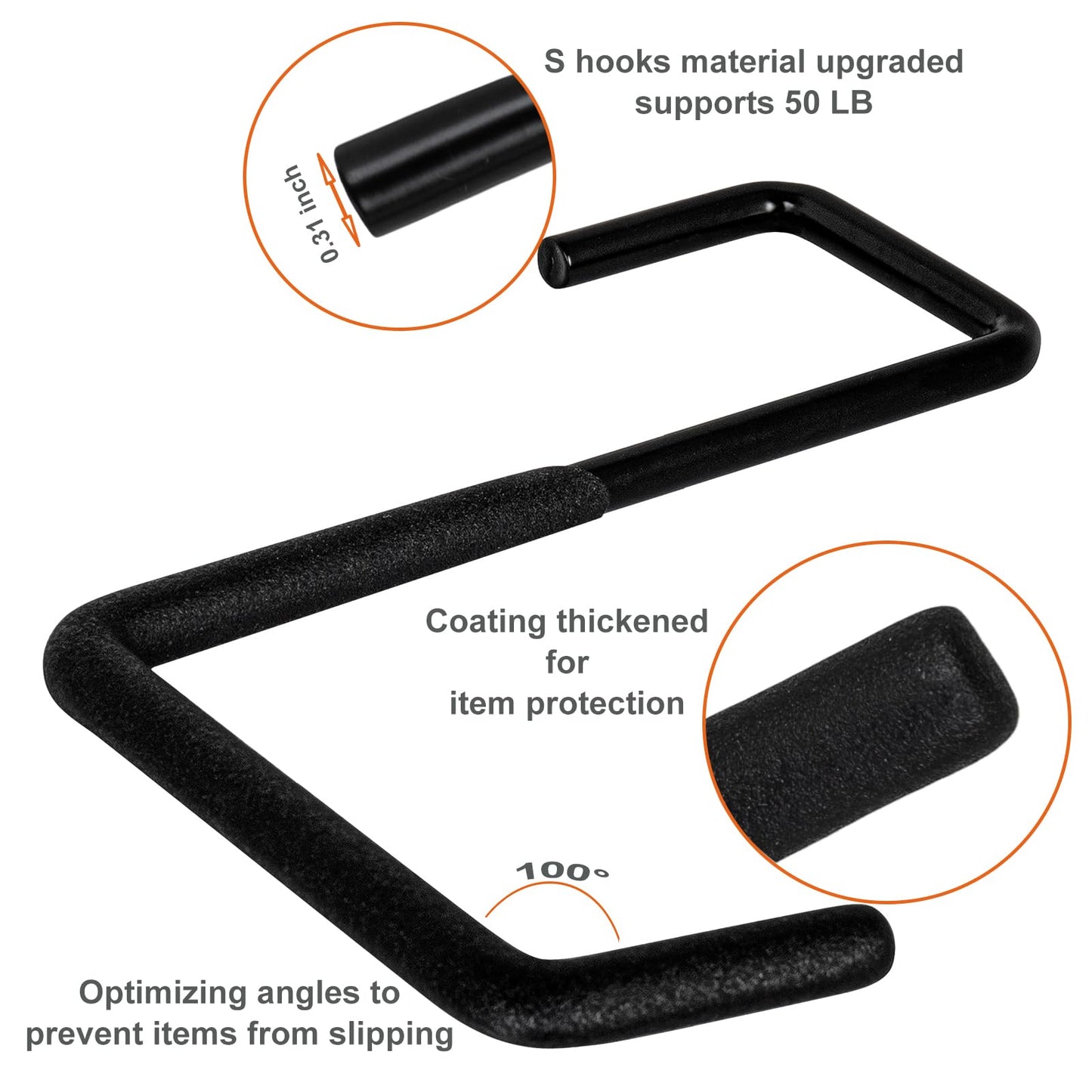 Gueryee Rafter Hanger Hook 2 Pcs, Large S Hooks, Upgraded Fence Hangers, Ladder and Bike Hanging Hooks for Storage, Heavy Duty Garage Utility Rafter Hook for Hanging Hose, Plants, Chairs and More