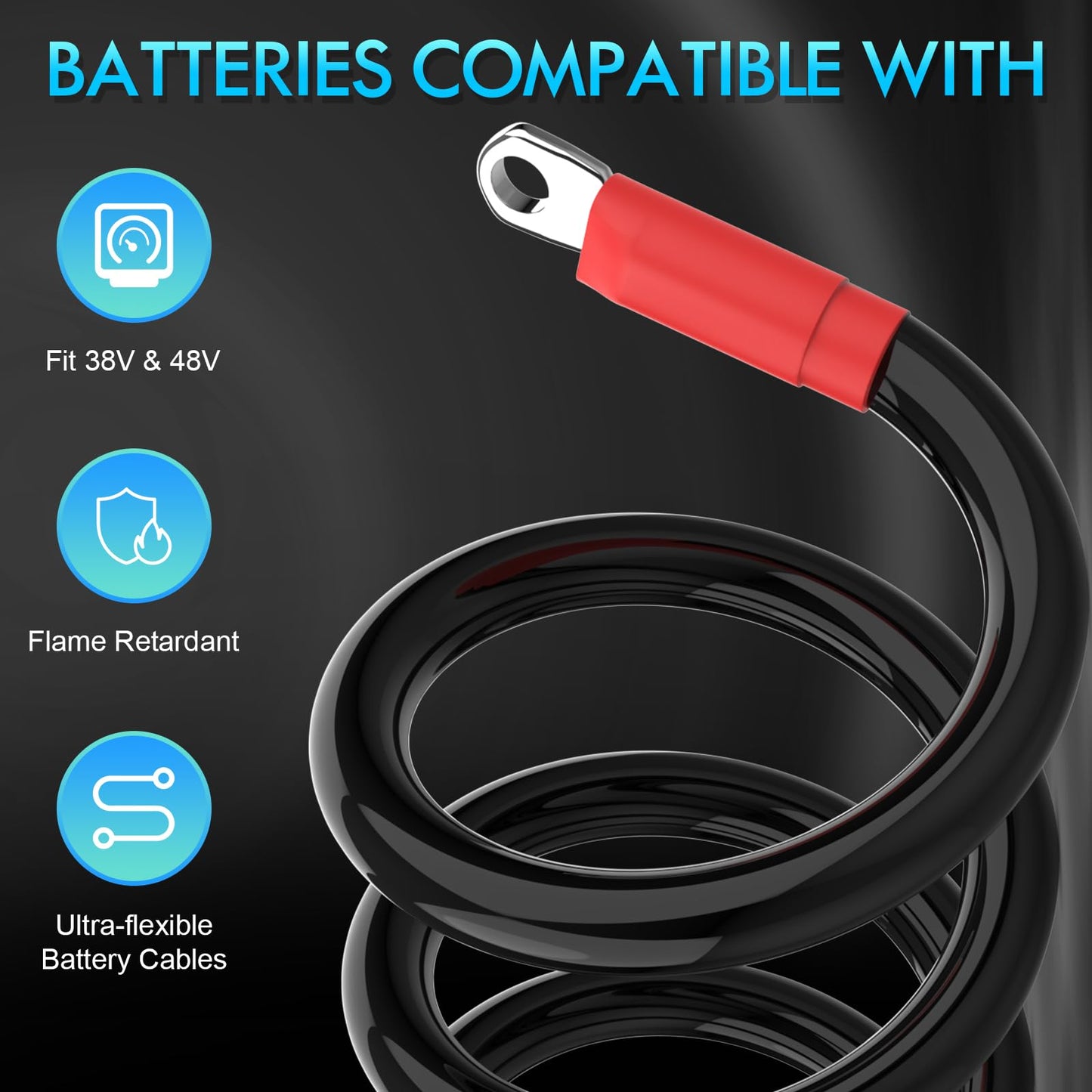 ENEKERP EZGO Battery Cables, Golf Cart Wiring Kit for TXT 1994-UP 36V and 48V, 4 Gauge 7 PCS Pure Copper AC/DC Wire Kits