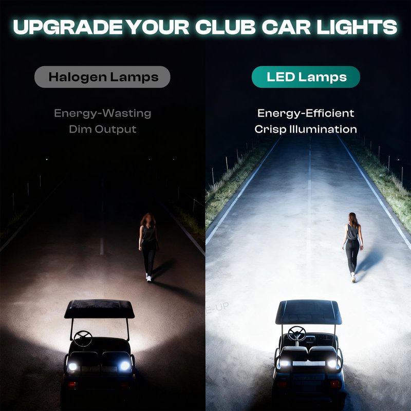 DRIVE UP Club Car DS Headlights Kit, Golf Cart LED Head Light with Adapter Wire for Club Car DS 1993-up 12 Volt Modified Golf Carts, OEM 101988002 101988001