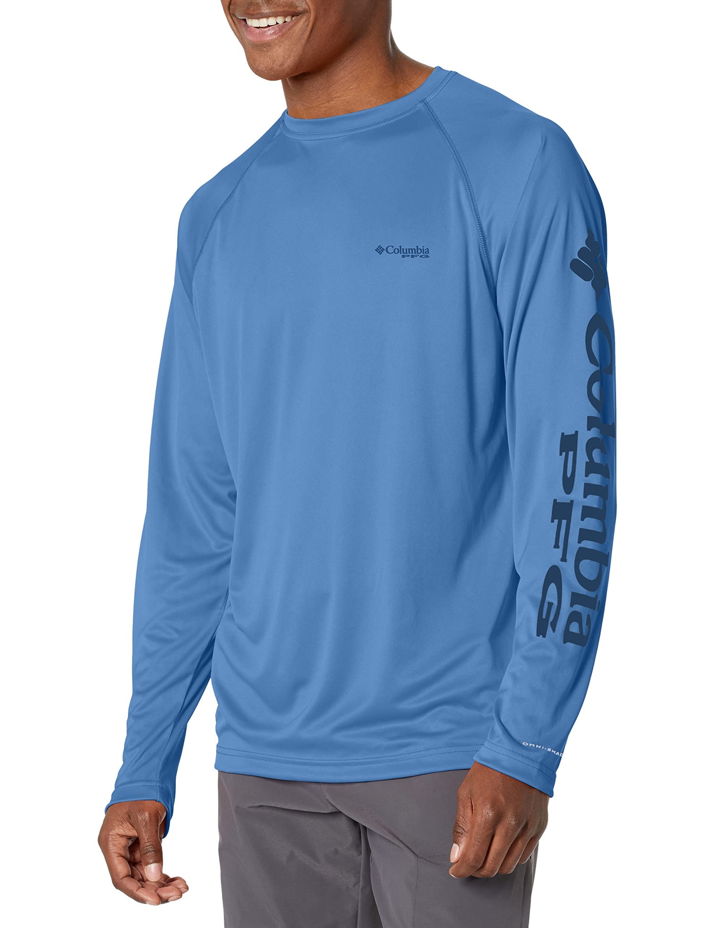Columbia Men's Terminal Tackle Long Sleeve Shirt, Violet Sea/Carbon Logo, 4X Tall