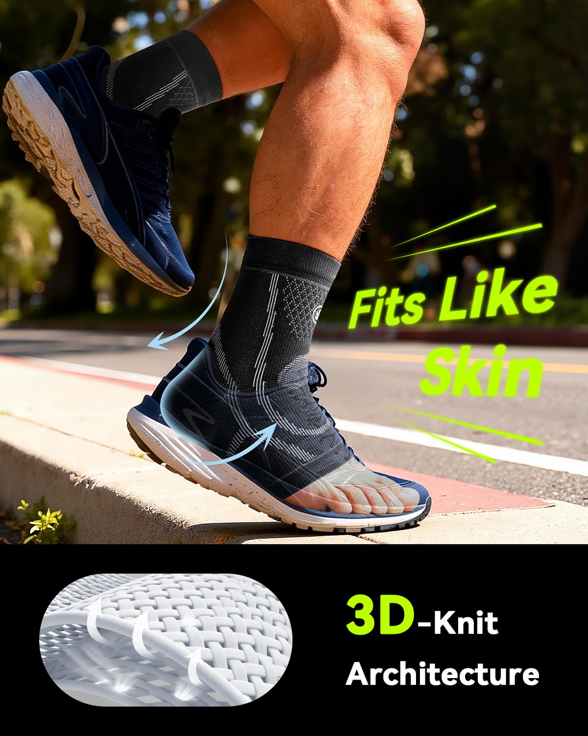3 Pairs Ankle Brace for Women & Men,[Upgraded Ultra Breathable] Plantar Fasciitis Socks,Ankle Compression Sleeve for Achilles Tendonitis Relief, Heel Pain,Foot Pain and Swelling in Ankle Support (L)
