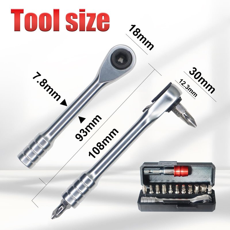 MEIAGO Bike Repair and Maintenance Tool, Bicycle Multi-Tool Kit,13-in-1 Mini Ratchet Wrench Set, Ratchet Reversible &11 Bits, Portable for Home Repair and Travel, Black