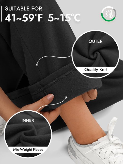 ATHMILE Women 2026 Fall Fleece Lined Plus Size Sweatpants Baggy Open Bottom Lounge Heated Pants Athletic Joggers Black
