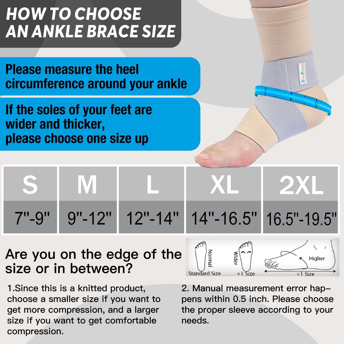 FvaPemm Copper Ankle Brace for Women Men 2 Pack Ankle Compression Sleeve Support for Sprained Ankle, Plantar Fasciitis Relief & Achilles Tendonitis Brace, Sports, Running, Nude, M