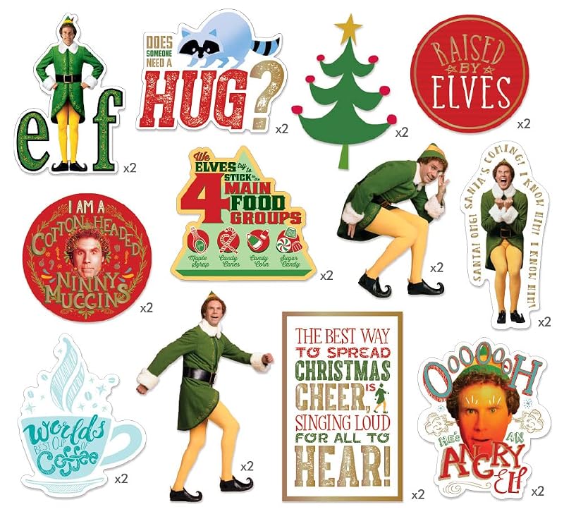 Elf Movie Die-Cut Sticker Pack - 24 Foil Accent Stickers