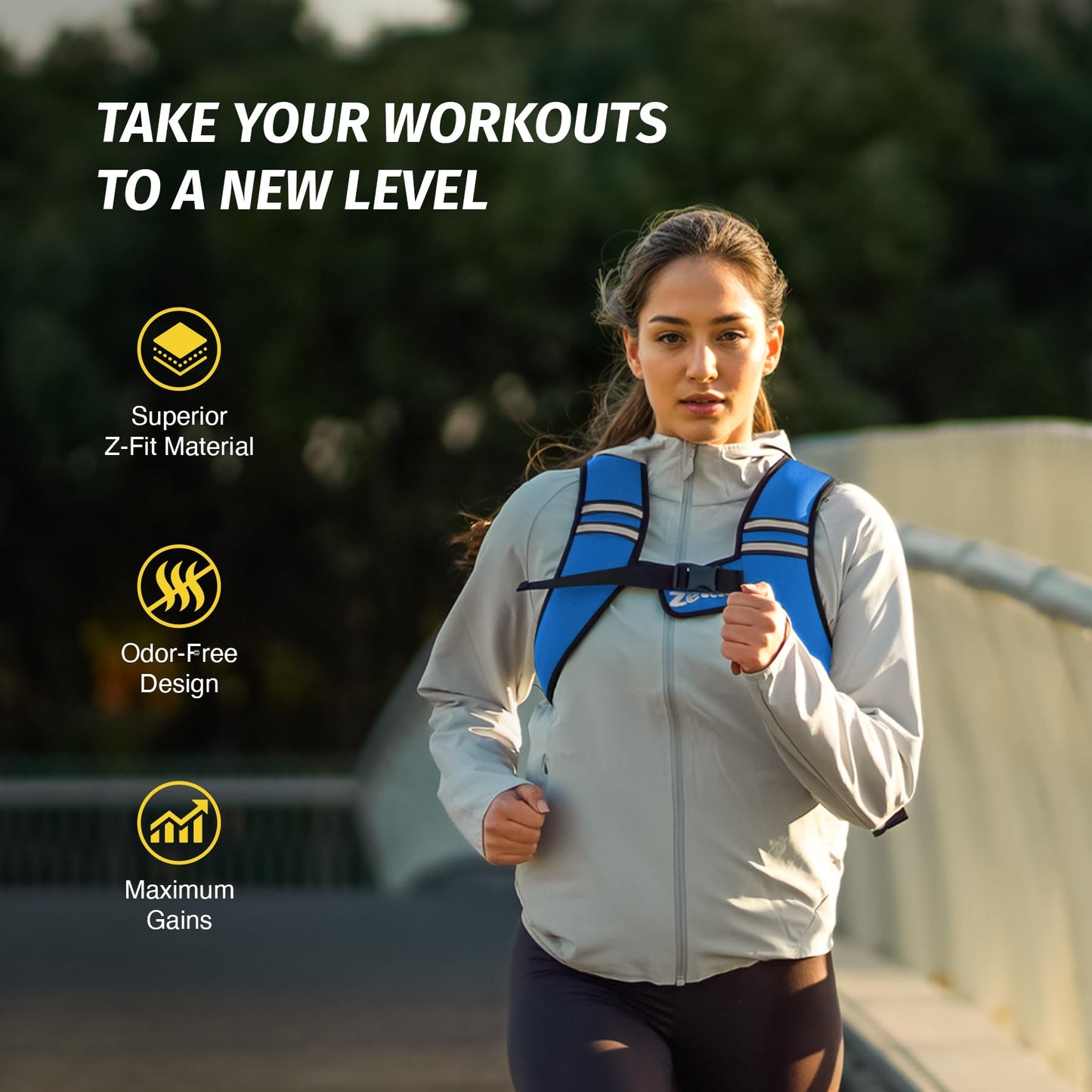 ZELUS Weighted Vest, Washable Z-Fit Soft Iron Weighted Vest for Women and Men, 5/10/15 lb Weight Vest with Reflective Strips & Adjustable Straps, Ultra Thin Weight Vest for Gym Strength Training (10lb) Light Blue