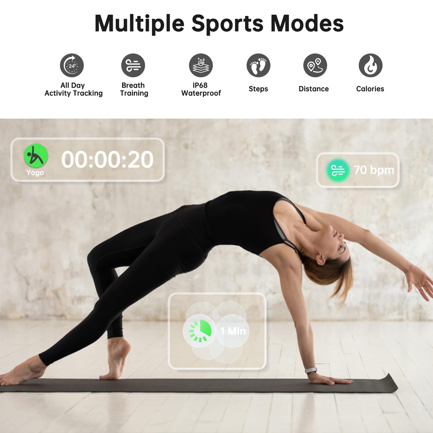 Health Fitness Tracker, Smart Watch with 24/7 Heart Rate and Blood Oxy-gen Monitor, Sleep Tracker with IP68 Waterproof, Activity Tracker Pedometer Step Counter for Women Men