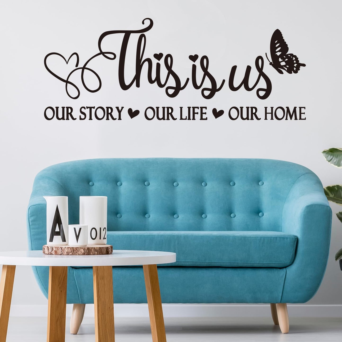 Inspirational Family Quotes Wall Stickers: Home Vinyl Art Wall Decals for Living Room Kitchen - This is Us Our Story Our Life Our Home 23" X 9"
