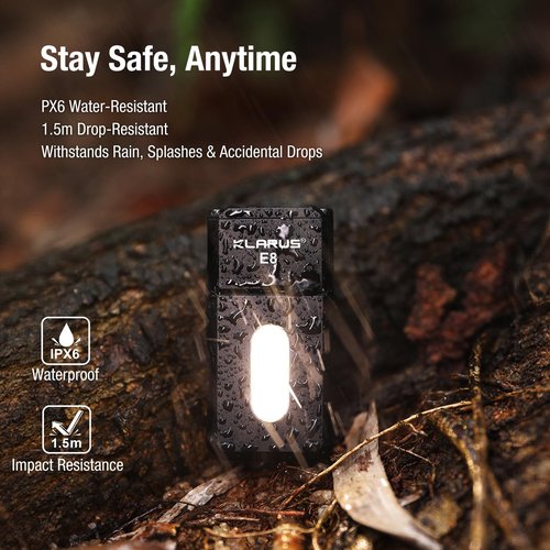 klarus E8 180° Swivel Head & Triple-Light Pocket Flashlight - 1000 Lumens, Rechargeable, IPX6 Waterproof, Magnet, Clip (EDC)