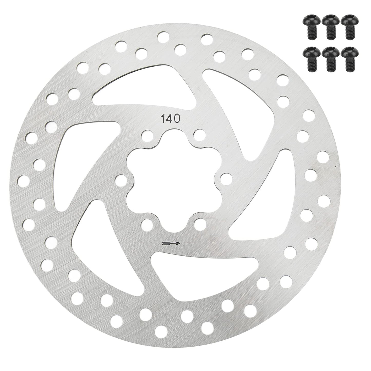 Tissting 5.5inch Electric Scooter Brake Disk Mini Round Stainless Steel 6 Hole Brake Disc with 6 Screws for Electric Replacement Accessories