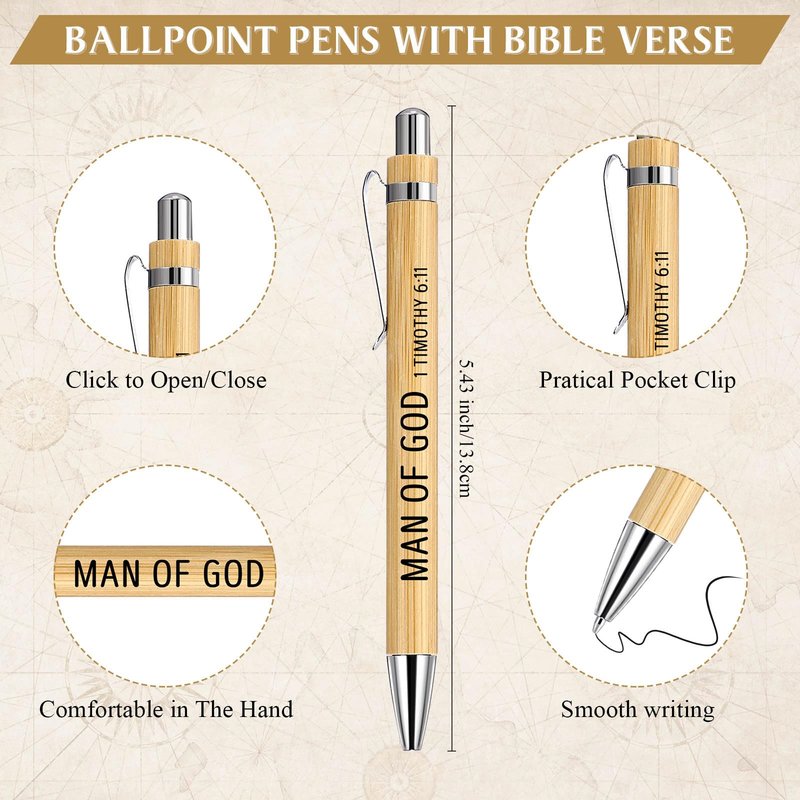 Sayglossy 20 Sets Man of God Gift Bulk, Christian Gifts for First Communion, Baptism, Religious Compass, Ballpoint Pens, Bible Verse Card with Opp Bag for Fathers Day, Pastor Men, Church