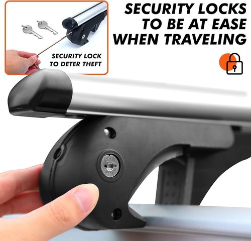 MAXXHAUL 52" Aluminum Roof Rack Cross Bars - 150 lb Capacity | Locking Anti-Theft System - Fits Raised Side Rails