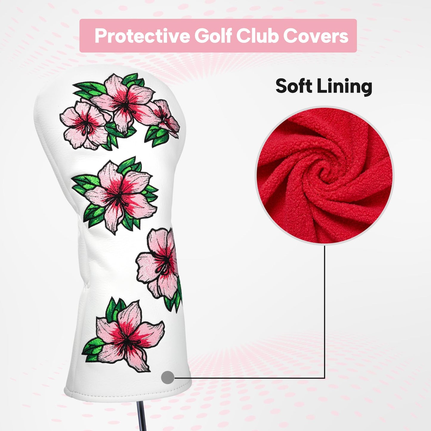 brdejc Golf Headcovers Embroidery Driver Cover Fariway Wood Headcover Hybrid Head Covers Leather Golf Club Covers for Most Brand(for Hybrid)