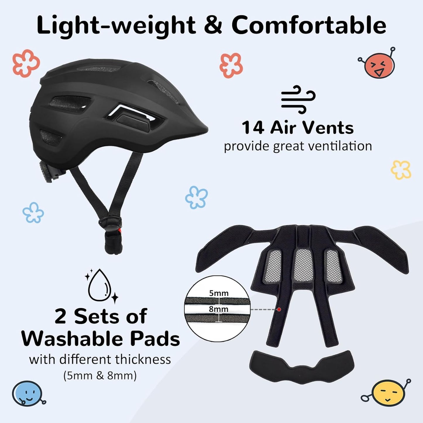 Skiennix Toddler Bike Helmet - Adjustable Multi-Sport Design for Ages 2-10 | Two Sizes Available