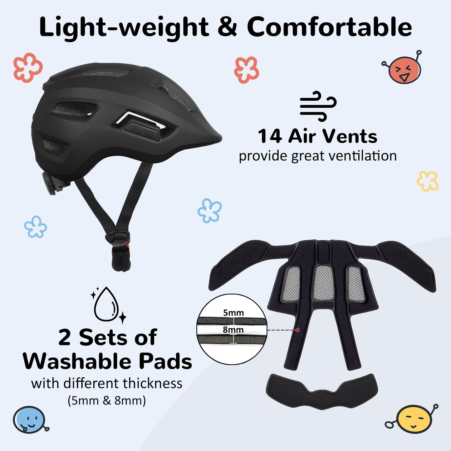 Toddler/Kids Bike Helmet, Adjustable and Multi-Sport, from Infant to Schoolchild, 2 Sizes