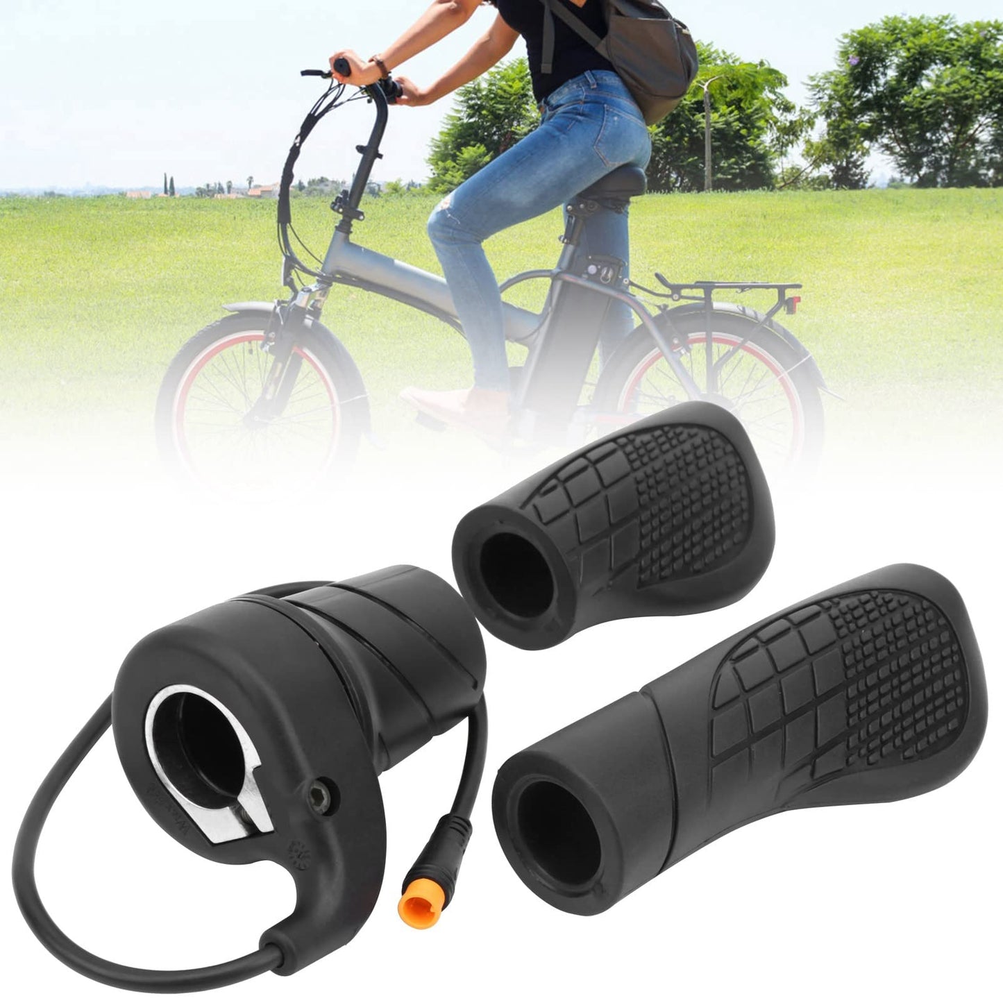 JackCao Half Twist Throttle, Waterproof 20X eBike Motor Twist Throttle Handle for Electric Bicycle Mountain Bike Modified Part