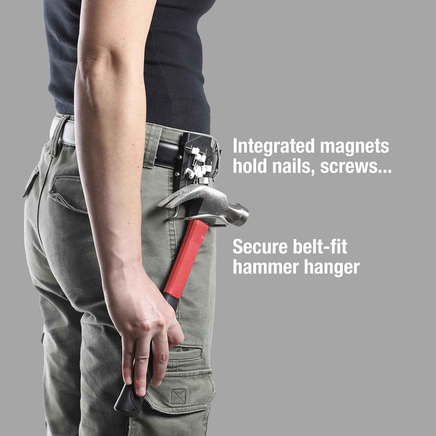 Stinger Magnetic Clip on Tool Hammer Holder for Belt, Strong Magnets Belt Clip Holster for Any Magnetic Tools and Hardware Holds Hammer, Wrench, Pliers, Screws, Nails, Drill Bit, Screw Driver