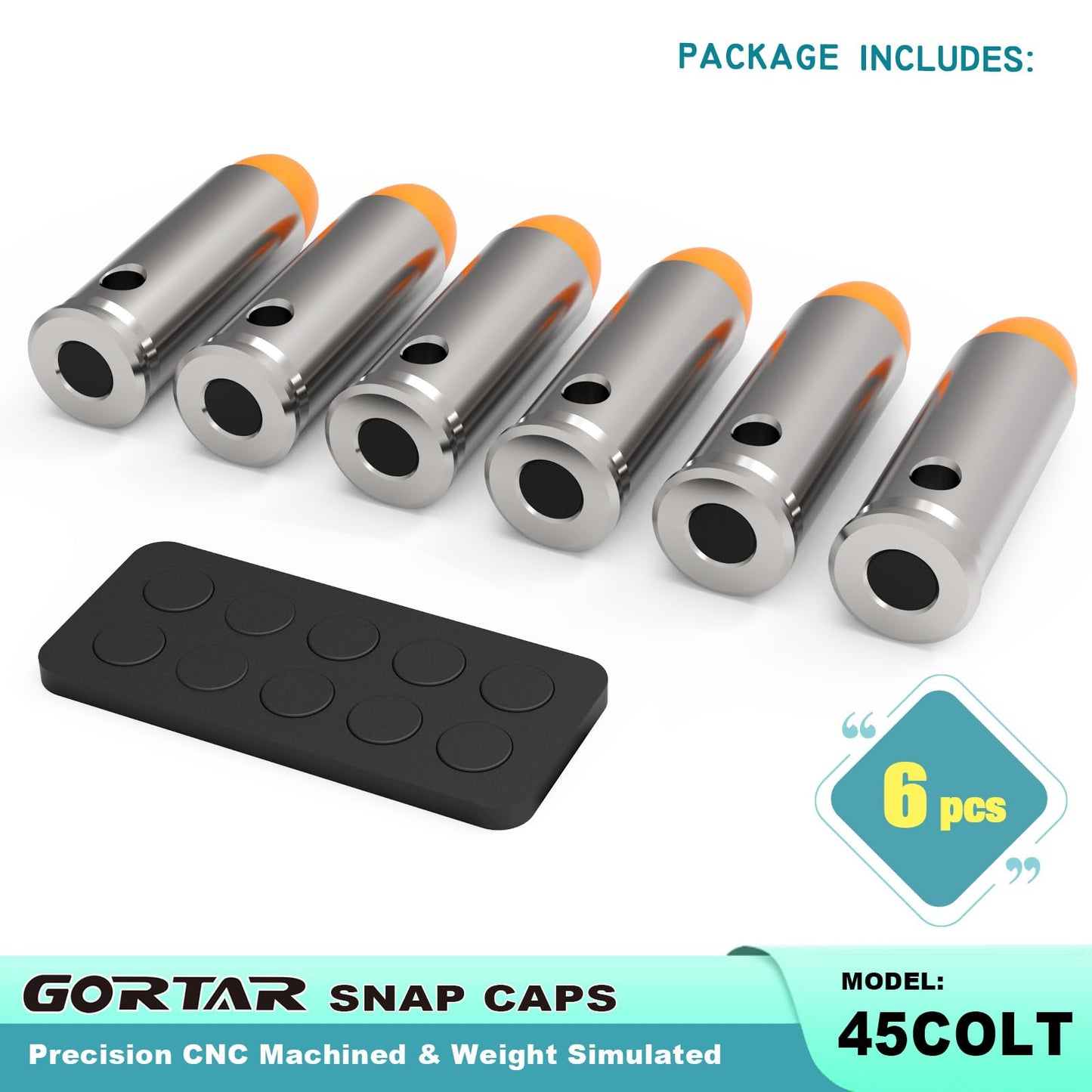 GORTAR 45LC Snap Caps Training Dummy Rounds Practice Safe Loading Firing Close to Real Weight -6 Pcs
