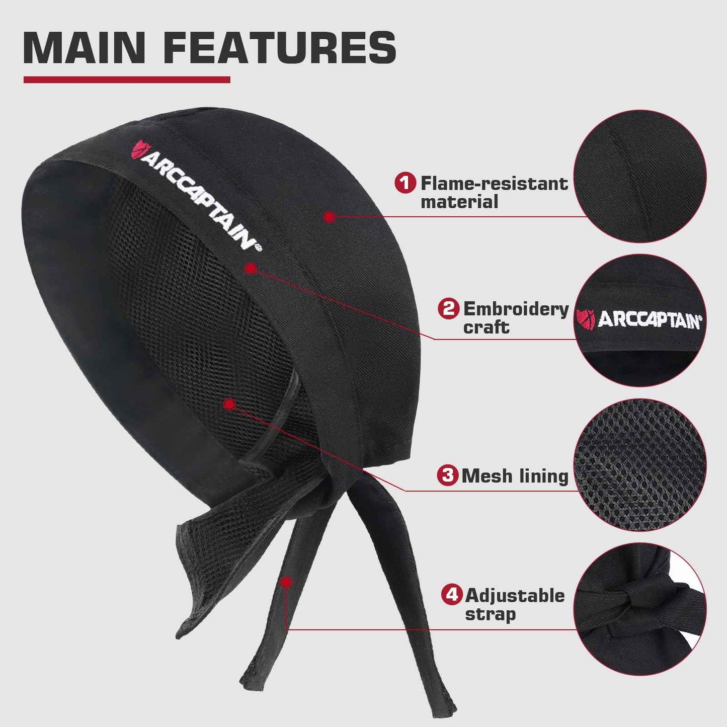 ARCCAPTAIN 2 Pcs Welding Cap, Welding Doo Rag, Protective Welders Cap, Welding Hat for Men and Women, Fireproof Cotton and Durable for Safety, M Size