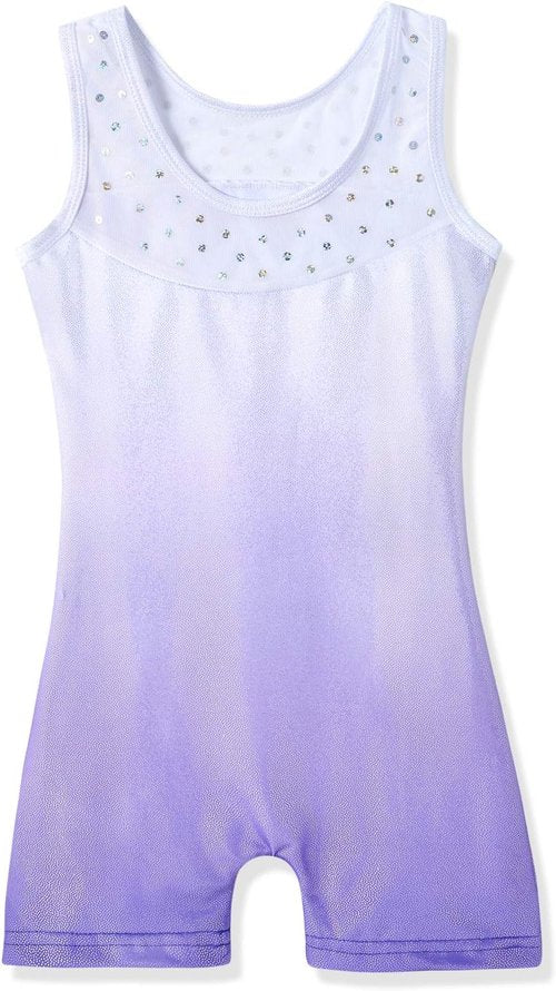 HOZIY Leotards for Girls - Sparkly Snowflake Biketard in Blue, Purple & Hot Pink