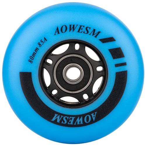 AOWESM Inline Skate Wheels 80mm 76mm 72mm 85a Outdoor Indoor Black Blue Red Roller Hockey Blades Replacement Wheels w/Bearings ABEC-9 and Floating Spacers (8-Pack) (Blue, 80mm)