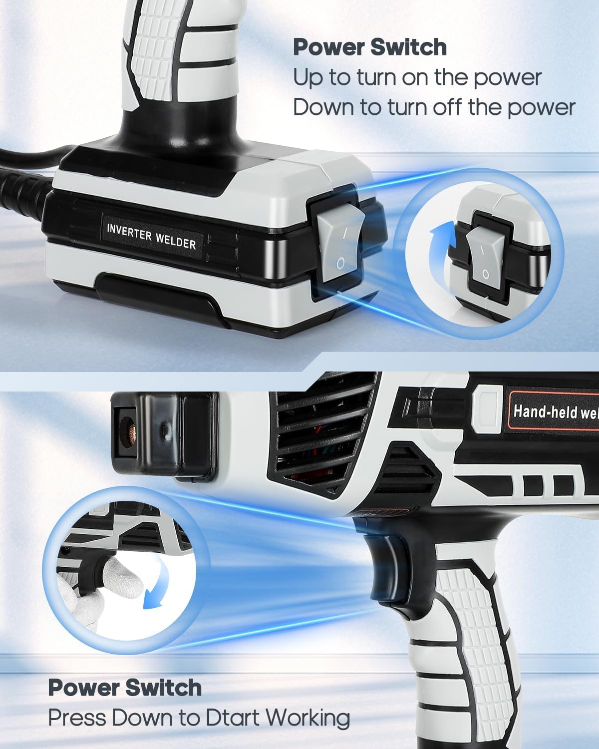 Handheld Welder Machine, 110V Portable Welding Machine with IGBT Inverter 6 Variable Current Adjustment 20-120Amp Welding Output Handheld ARC Welding Gun for 1/16"-1/8" All Size Welding Rod