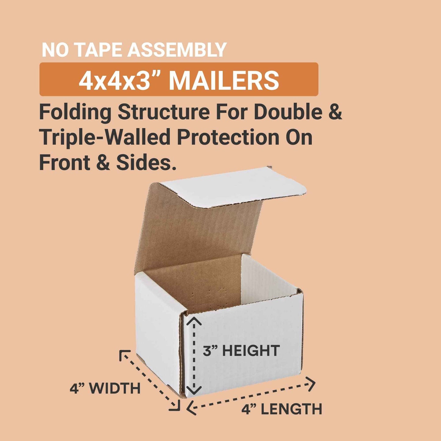 AVIDITI Shipping Boxes Small 4"L x 4"W x 3"H, 50-Pack | Corrugated Cardboard Box for Packing, Moving and Storage 4x4x3 443