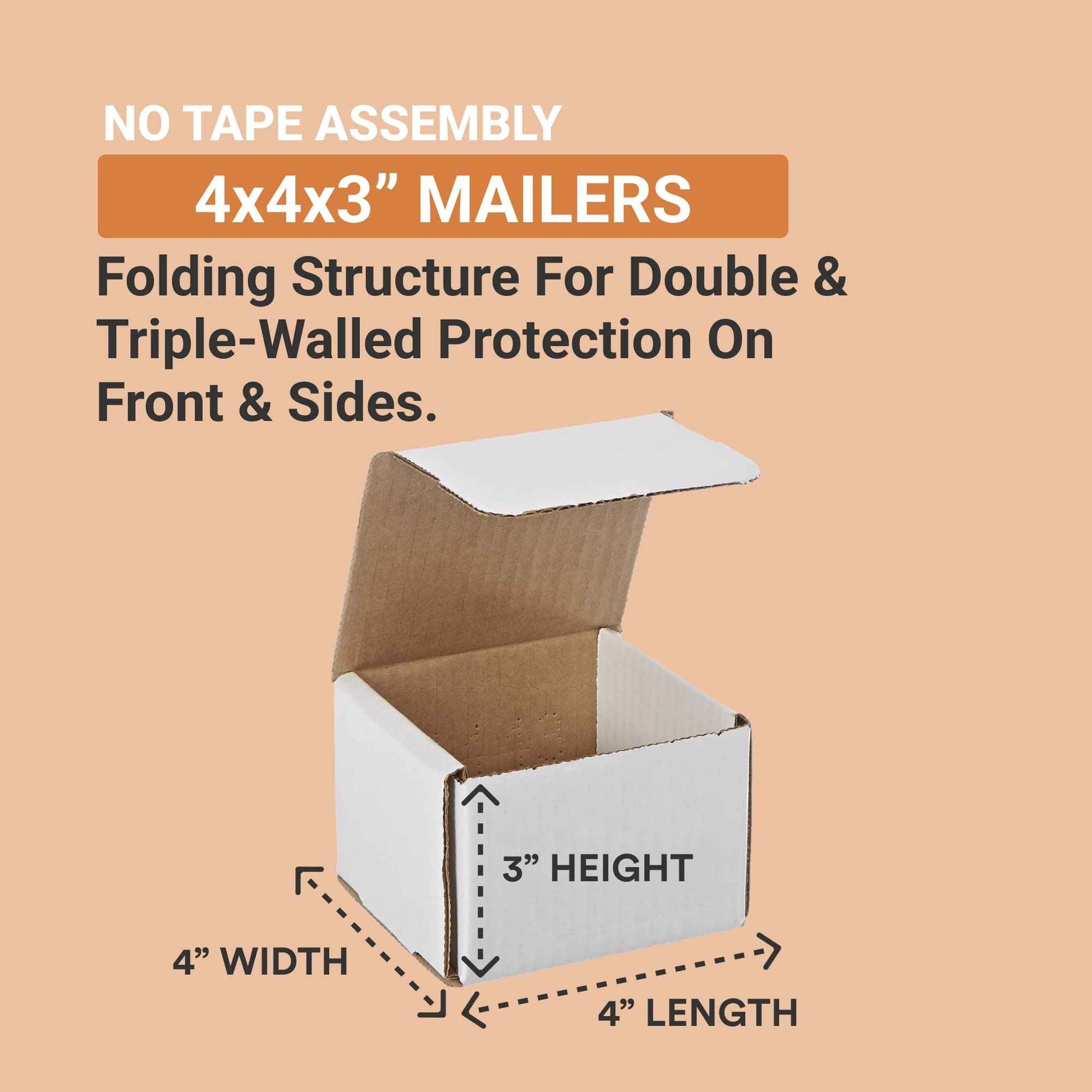 AVIDITI Shipping Boxes Small 4"L x 4"W x 3"H, 50-Pack | Corrugated Cardboard Box for Packing, Moving and Storage 4x4x3 443