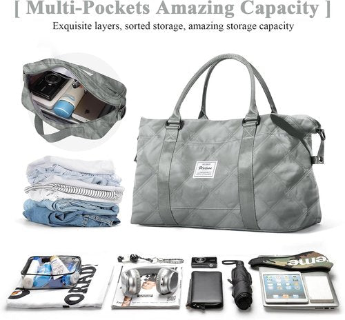 HYC00 Travel Duffel Bag - Stylish Carry-On Overnight Weekender for Women | Sports Tote with Wet Pocket