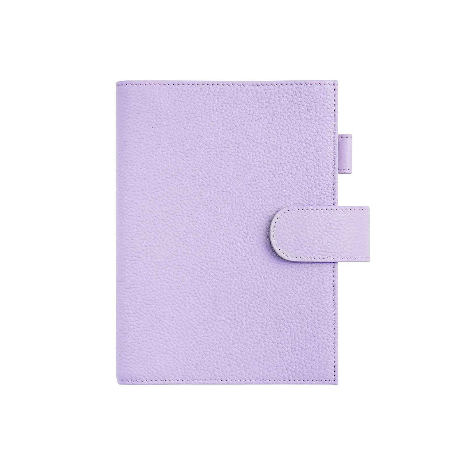 Moterm Leather Cover for Stalogy B6 - with Back Pocket, Pen Loop and Card Slots (Pebbled-Lavender, B6+)