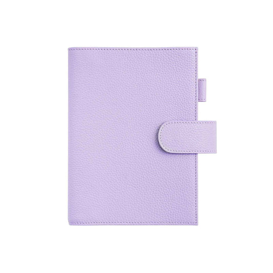 Moterm Leather Cover for Stalogy B6 - with Back Pocket, Pen Loop and Card Slots (Pebbled-Lavender, B6+)