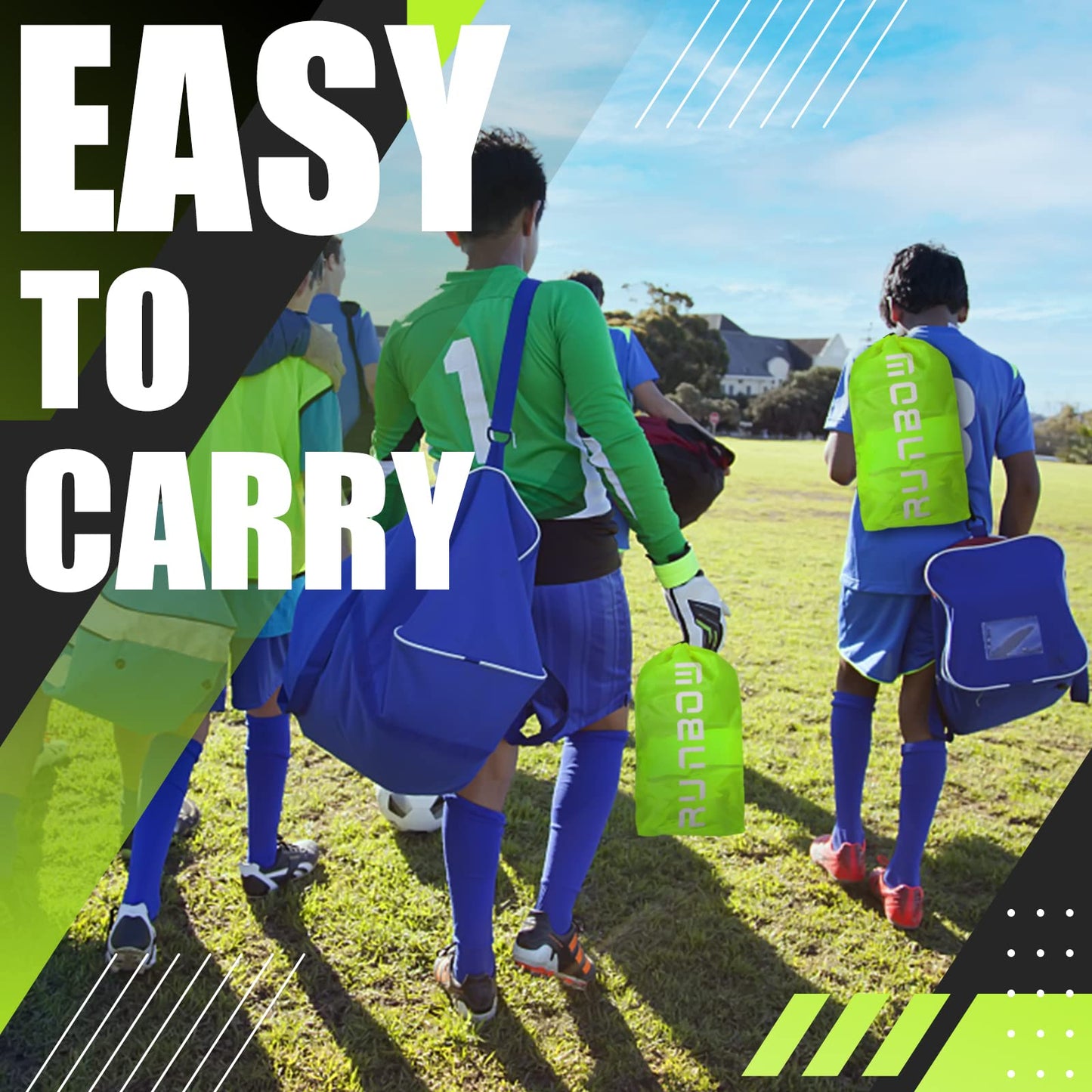 RUNBOW 6x4 ft Portable Kids Soccer Goal for Backyard Practice Soccer Net with Carry Bag (6x4 FT, 2 Pack, Light Yellow)