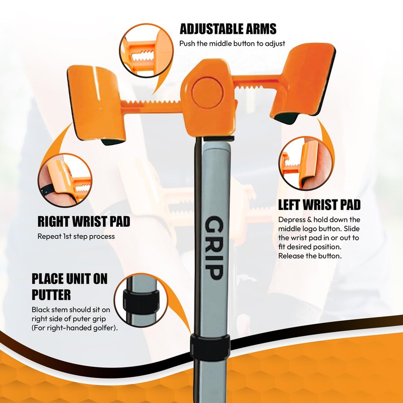 Orange Whip Putt Master Golf Putting Aid Trainer, Patented Short Game Golf Swing Training for Precision and Accuracy, Made in USA by Orange Whip