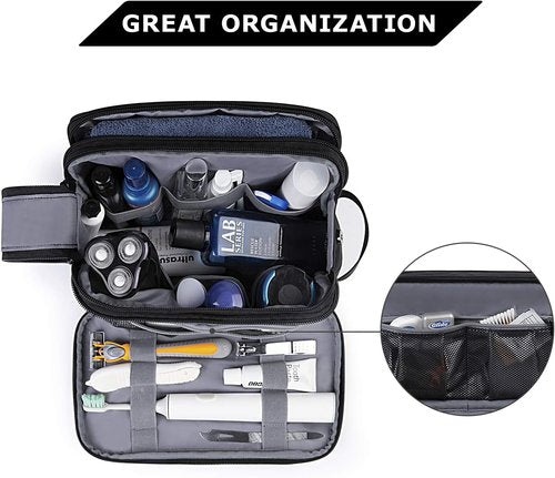 BAGSMART Toiletry Bag for Men - Water-Resistant Travel Organizer Dopp Kit | Medium Black