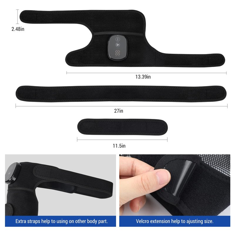 FSA Eligible Knee Massager with Heat and Vibration, Knee Heating Pad for Arthritis with Massage, Heated Knee Brace Wrap Black