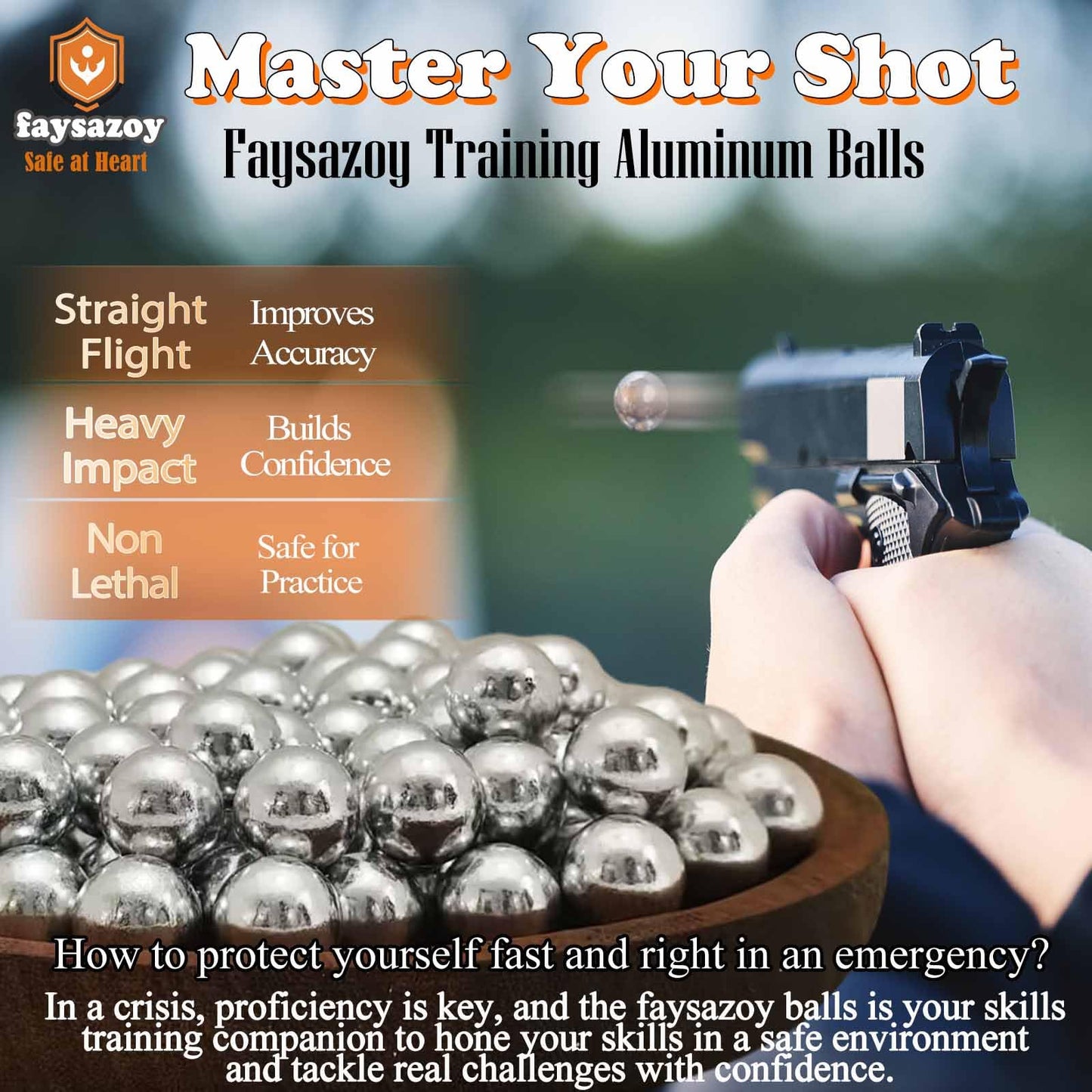 100Pcs .43 Caliber Hard Aluminum Balls, 1.83g Reusable Balls for Self Defense & Target Practice (100, Silver)